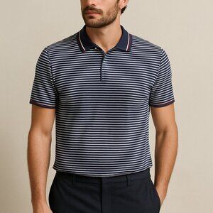Prada Men's Striped Polo Shirt Sz L